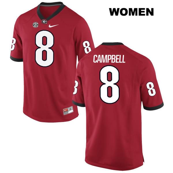 Georgia Bulldogs Women's Tyson Campbell #8 NCAA Authentic Red Nike Stitched College Football Jersey PAH5256AJ
